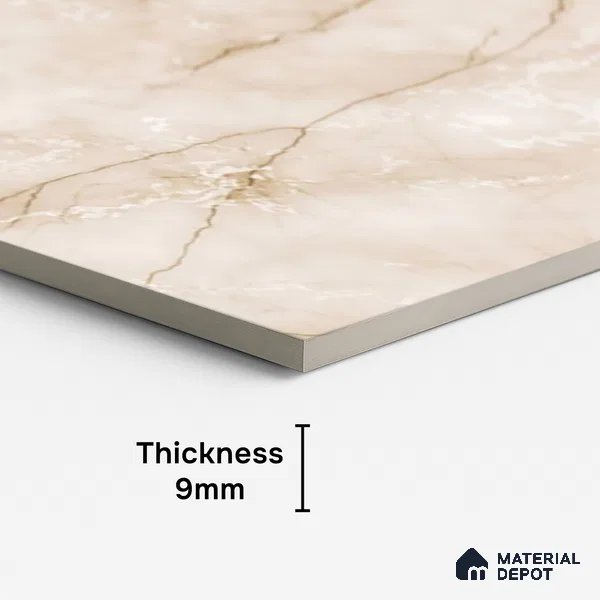 Marble Look Wall & Floor Tile TL 08956 | Glossy Finish 4 ft x 2 ft Vitrified Tile - 9 mm | Suitable For Kitchen, Bathroom, Bedroom & Office