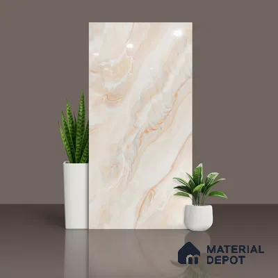 Marble Look Wall & Floor Tile TL 08945 | Glossy Finish 4 ft x 2 ft Vitrified Tile - 9 mm | Suitable For Kitchen, Bathroom, Bedroom & Office