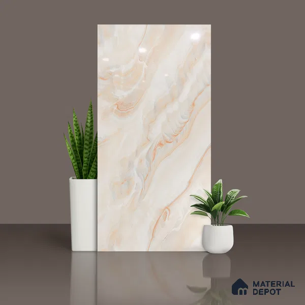 Marble Look Wall & Floor Tile TL 08945 | Glossy Finish 4 ft x 2 ft Vitrified Tile - 9 mm | Suitable For Kitchen, Bathroom, Bedroom & Office