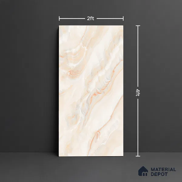 Marble Look Wall & Floor Tile TL 08945 | Glossy Finish 4 ft x 2 ft Vitrified Tile - 9 mm | Suitable For Kitchen, Bathroom, Bedroom & Office