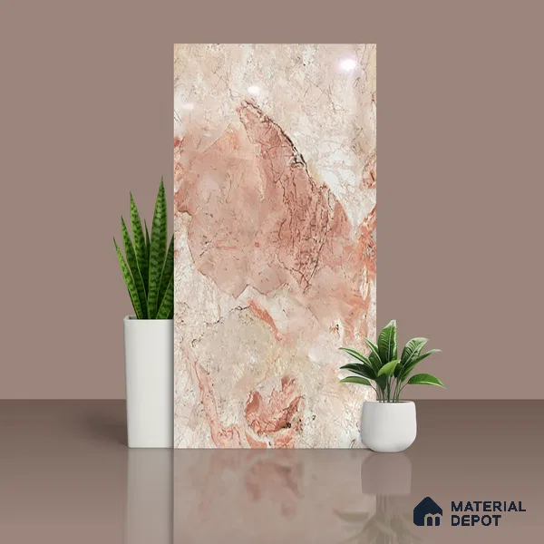 Marble Look Wall & Floor Tile TL 08917 | Glossy Finish 4 ft x 2 ft Vitrified Tile - 9 mm | Suitable For Kitchen, Bathroom, Bedroom & Office