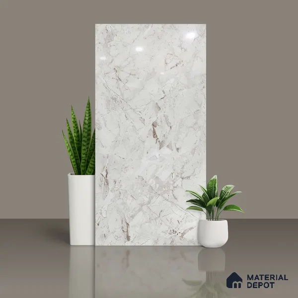 Marble Look Wall & Floor Tile TL 08889 | Glossy Finish 4 ft x 2 ft Vitrified Tile - 9 mm | Suitable For Kitchen, Bathroom, Bedroom & Office