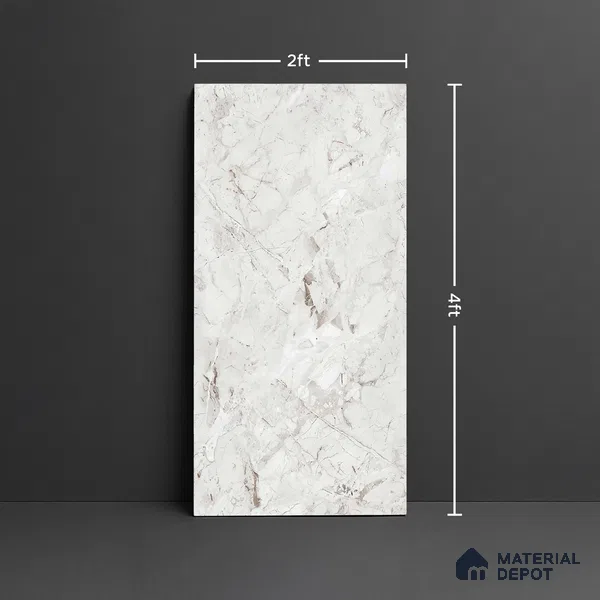 Marble Look Wall & Floor Tile TL 08889 | Glossy Finish 4 ft x 2 ft Vitrified Tile - 9 mm | Suitable For Kitchen, Bathroom, Bedroom & Office