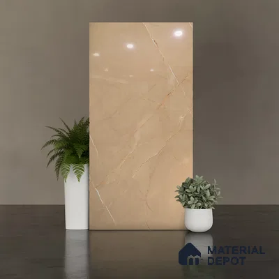 Marble Look Wall & Floor Tile TL 08983 | Glossy Finish 4 ft x 2 ft Vitrified Tile - 9 mm | Suitable For Kitchen, Bathroom, Bedroom & Office