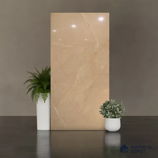 Marble Look Wall & Floor Tile TL 08983 | Glossy Finish 4 ft x 2 ft Vitrified Tile - 9 mm | Suitable For Kitchen, Bathroom, Bedroom & Office