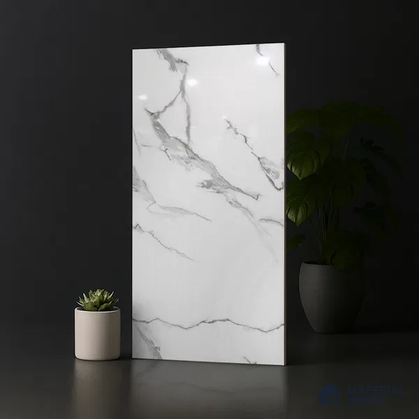 Marble Look Wall & Floor Tile TL 08995 | Glossy Finish 4 ft x 2 ft Vitrified Tile - 9 mm | Suitable For Kitchen, Bathroom, Bedroom & Office