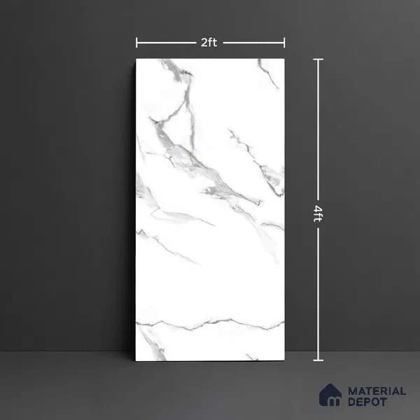 Marble Look Wall & Floor Tile TL 08995 | Glossy Finish 4 ft x 2 ft Vitrified Tile - 9 mm | Suitable For Kitchen, Bathroom, Bedroom & Office