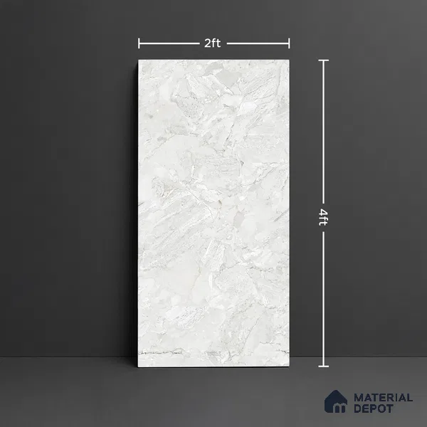 Marble Look Wall & Floor Tile TL 08933 | Glossy Finish 4 ft x 2 ft Vitrified Tile - 9 mm | Suitable For Kitchen, Bathroom, Bedroom & Office