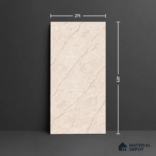 Marble Look Wall & Floor Tile TL 08951 | Glossy Finish 4 ft x 2 ft Vitrified Tile - 9 mm | Suitable For Kitchen, Bathroom, Bedroom & Office