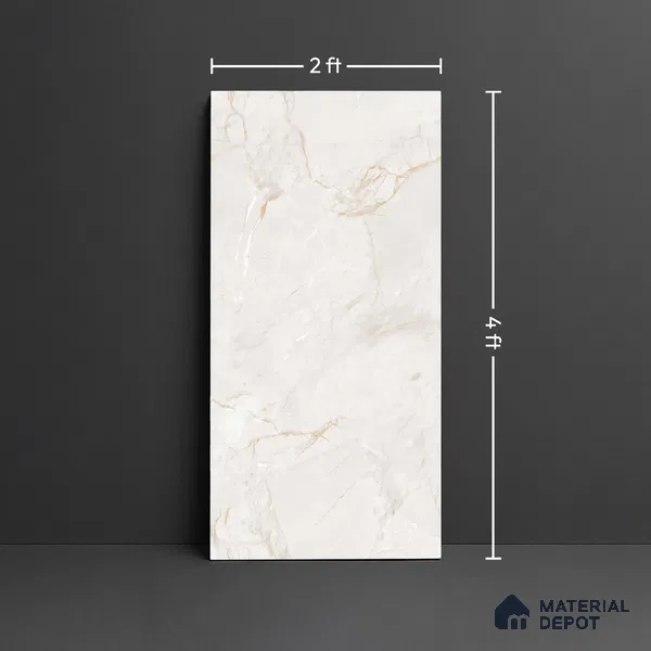 Marble Look Wall & Floor Tile TL 09035 | Glossy Finish 4 ft x 2 ft Vitrified Tile - 9 mm | Suitable For Kitchen, Bathroom, Bedroom & Office