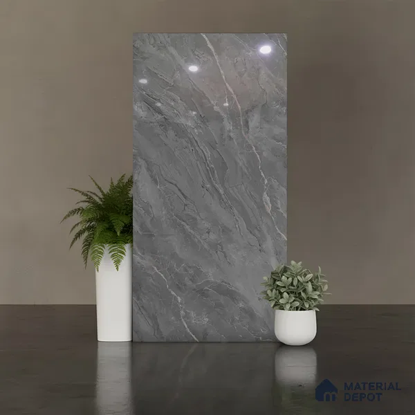 Marble Look Wall & Floor Tile TL 08954 | Glossy Finish 4 ft x 2 ft Vitrified Tile - 9 mm | Suitable For Kitchen, Bathroom, Bedroom & Office