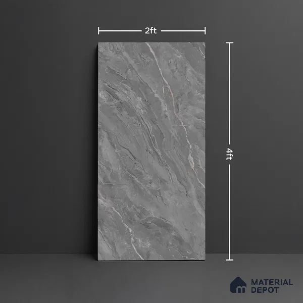 Marble Look Wall & Floor Tile TL 08954 | Glossy Finish 4 ft x 2 ft Vitrified Tile - 9 mm | Suitable For Kitchen, Bathroom, Bedroom & Office