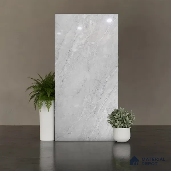 Marble Look Wall & Floor Tile TL 08949 | Glossy Finish 4 ft x 2 ft Vitrified Tile - 9 mm | Suitable For Kitchen, Bathroom, Bedroom & Office