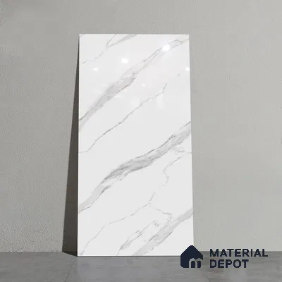 Marble Look Wall & Floor Tile TL 09040 | Glossy Finish 4 ft x 2 ft Vitrified Tile - 9 mm | Suitable For Kitchen, Bathroom, Bedroom & Office