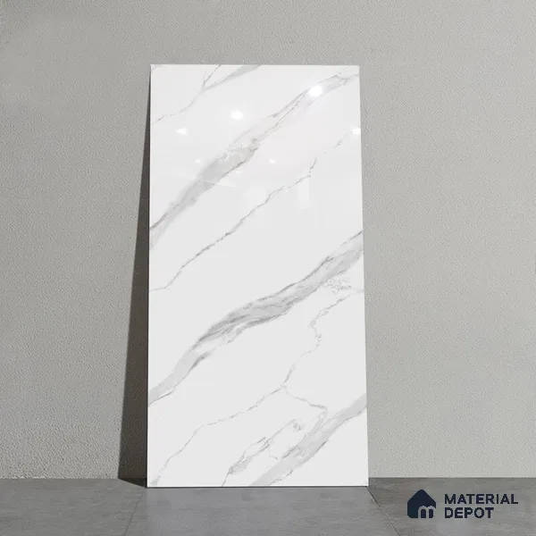 Marble Look Wall & Floor Tile TL 09040 | Glossy Finish 4 ft x 2 ft Vitrified Tile - 9 mm | Suitable For Kitchen, Bathroom, Bedroom & Office