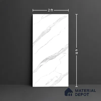 Marble Look Wall & Floor Tile TL 09040 | Glossy Finish 4 ft x 2 ft Vitrified Tile - 9 mm | Suitable For Kitchen, Bathroom, Bedroom & Office