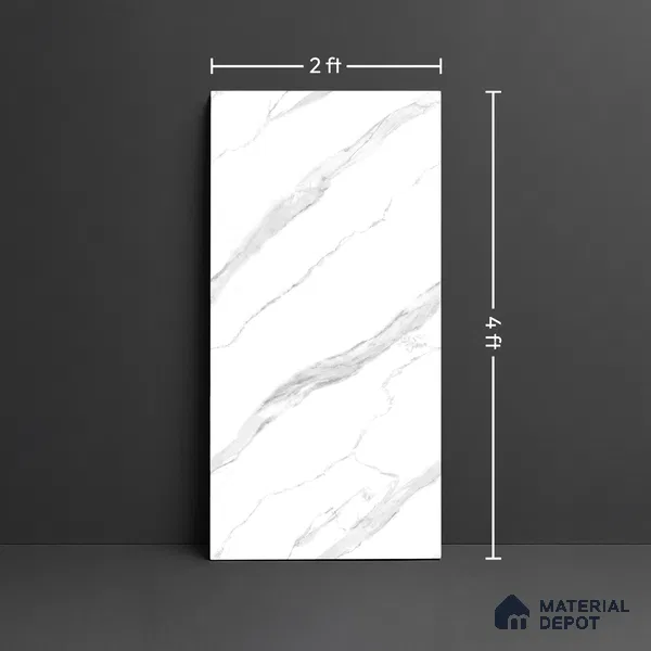 Marble Look Wall & Floor Tile TL 09040 | Glossy Finish 4 ft x 2 ft Vitrified Tile - 9 mm | Suitable For Kitchen, Bathroom, Bedroom & Office