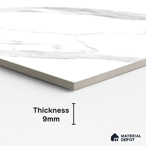 Marble Look Wall & Floor Tile TL 09040 | Glossy Finish 4 ft x 2 ft Vitrified Tile - 9 mm | Suitable For Kitchen, Bathroom, Bedroom & Office
