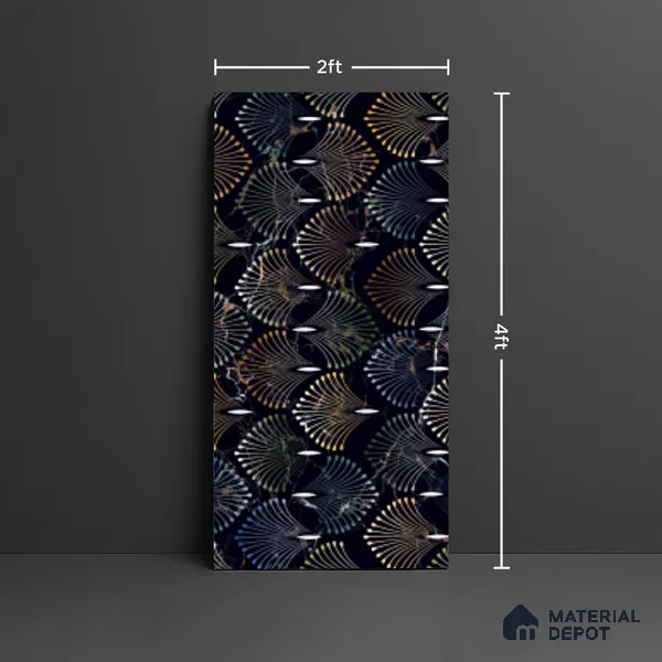 Patterned Look Wall & Floor Tile TL 09008 | Glossy Finish 4 ft x 2 ft Vitrified Tile - 9 mm | Suitable For Kitchen, Bathroom, Bedroom & Office