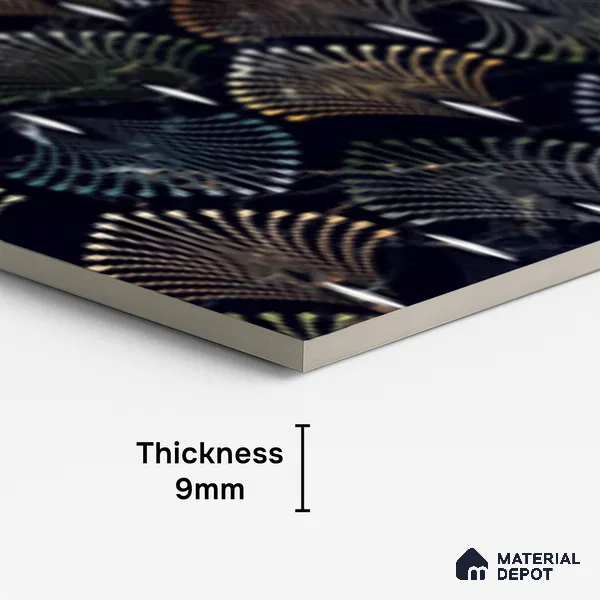 Patterned Look Wall & Floor Tile TL 09008 | Glossy Finish 4 ft x 2 ft Vitrified Tile - 9 mm | Suitable For Kitchen, Bathroom, Bedroom & Office