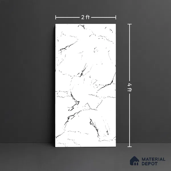 Marble Look Wall & Floor Tile TL 09036 | Glossy Finish 4 ft x 2 ft Vitrified Tile - 9 mm | Suitable For Kitchen, Bathroom, Bedroom & Office
