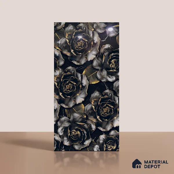 Floral Wall Tile TL 08973 | Glossy Finish 4 ft x 2 ft Vitrified Tile - 9 mm | Suitable For Kitchen, Bathroom, Bedroom & Office