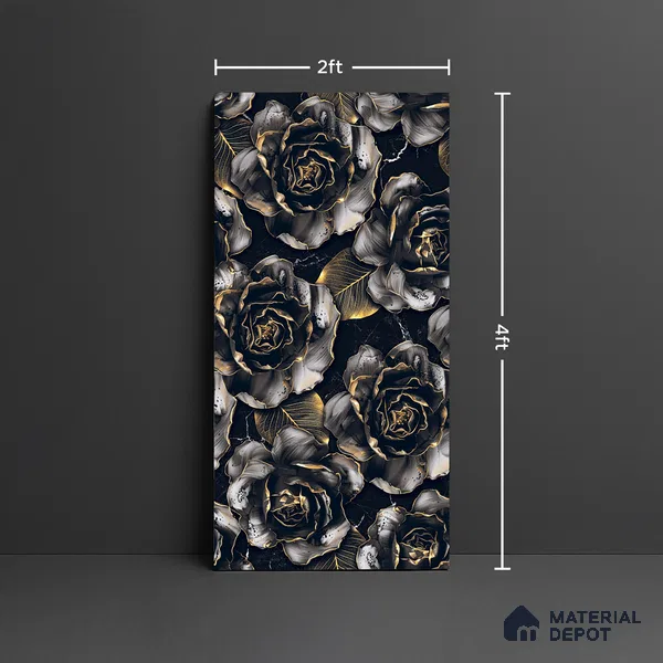 Floral Wall Tile TL 08973 | Glossy Finish 4 ft x 2 ft Vitrified Tile - 9 mm | Suitable For Kitchen, Bathroom, Bedroom & Office