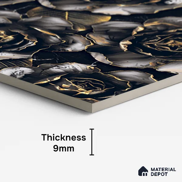 Floral Wall Tile TL 08973 | Glossy Finish 4 ft x 2 ft Vitrified Tile - 9 mm | Suitable For Kitchen, Bathroom, Bedroom & Office