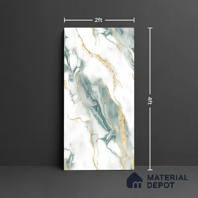 Marble Look Wall & Floor Tile TL 08918 | Glossy Finish 4 ft x 2 ft Vitrified Tile - 9 mm | Suitable For Kitchen, Bathroom, Bedroom & Office
