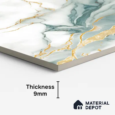 Marble Look Wall & Floor Tile TL 08918 | Glossy Finish 4 ft x 2 ft Vitrified Tile - 9 mm | Suitable For Kitchen, Bathroom, Bedroom & Office