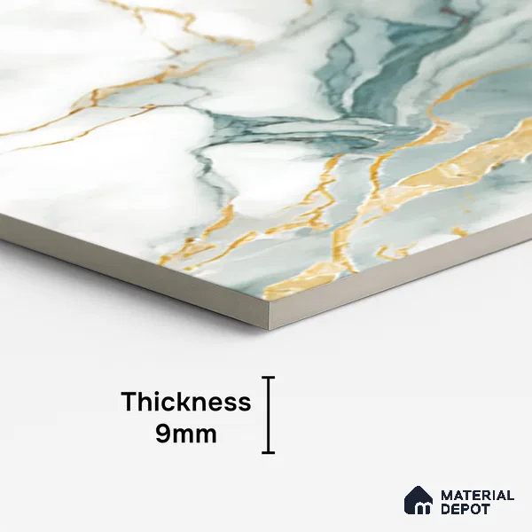 Marble Look Wall & Floor Tile TL 08918 | Glossy Finish 4 ft x 2 ft Vitrified Tile - 9 mm | Suitable For Kitchen, Bathroom, Bedroom & Office