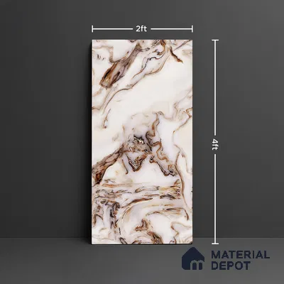 Marble Look Wall & Floor Tile TL 08941 | Glossy Finish 4 ft x 2 ft Vitrified Tile - 9 mm | Suitable For Kitchen, Bathroom, Bedroom & Office