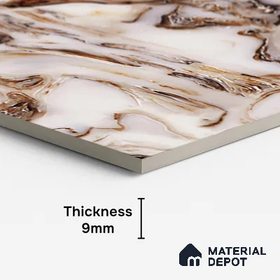 Marble Look Wall & Floor Tile TL 08941 | Glossy Finish 4 ft x 2 ft Vitrified Tile - 9 mm | Suitable For Kitchen, Bathroom, Bedroom & Office