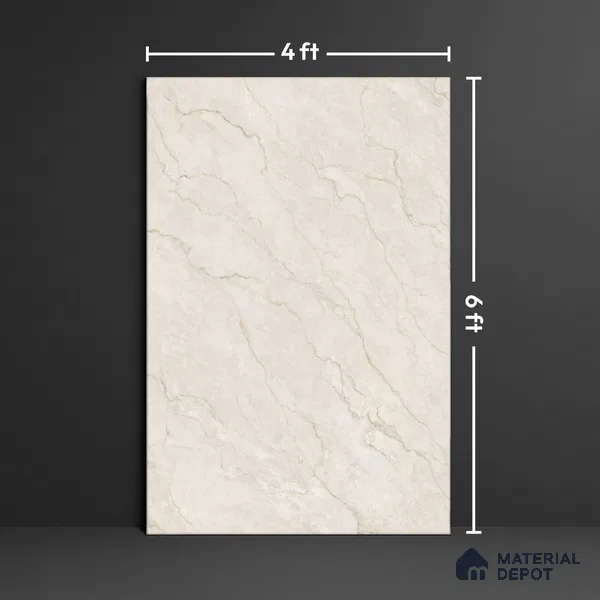 Budget Friendly Large Format Marble Floor Tile TL 09440 Anila Crema Glossy Finish Vitrified Tile - 15 mm | Suitable for Living Room, Bedroom, Office | Adhesive and Spacers Must be Used During Installation