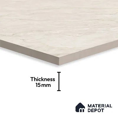 Budget Friendly Large Format Marble Floor Tile TL 09440 Anila Crema Glossy Finish Vitrified Tile - 15 mm | Suitable for Living Room, Bedroom, Office | Adhesive and Spacers Must be Used During Installation