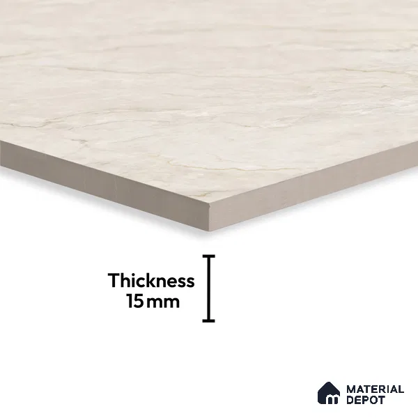 Budget Friendly Large Format Marble Floor Tile TL 09440 Anila Crema Glossy Finish Vitrified Tile - 15 mm | Suitable for Living Room, Bedroom, Office | Adhesive and Spacers Must be Used During Installation