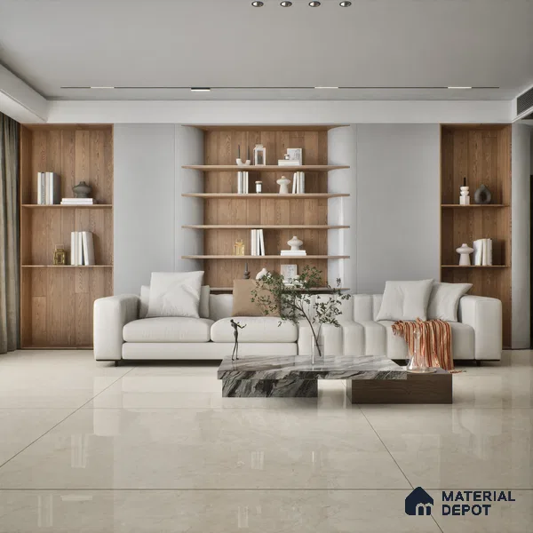 Marble Look Floor & Wall Tile TL 09439 | Glossy Finish 6 ft x 4 ft Vitrified Tile - 15 mm | Suitable For Kitchen, Bathroom, Bedroom & Office | Adhesive and Spacers Must be Used During Installation