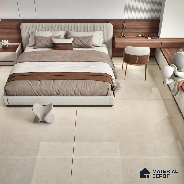 Marble Look Floor & Wall Tile TL 09439 | Glossy Finish 6 ft x 4 ft Vitrified Tile - 15 mm | Suitable For Kitchen, Bathroom, Bedroom & Office | Adhesive and Spacers Must be Used During Installation