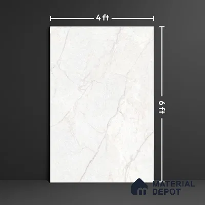 Budget Friendly Large Format Marble Floor Tile TL 09441 Arkos Bianco Glossy Finish Vitrified Tile - 15 mm | Suitable for Living Room, Bedroom, Office | Adhesive and Spacers Must be Used During Installation