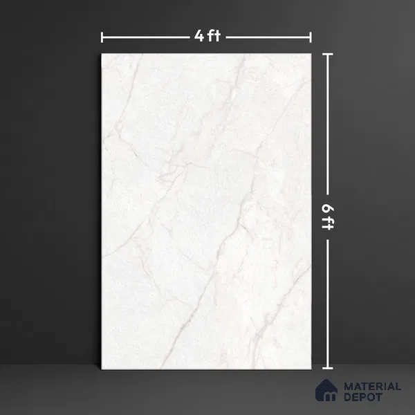 Budget Friendly Large Format Marble Floor Tile TL 09441 Arkos Bianco Glossy Finish Vitrified Tile - 15 mm | Suitable for Living Room, Bedroom, Office | Adhesive and Spacers Must be Used During Installation