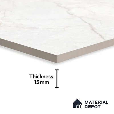 Budget Friendly Large Format Marble Floor Tile TL 09441 Arkos Bianco Glossy Finish Vitrified Tile - 15 mm | Suitable for Living Room, Bedroom, Office | Adhesive and Spacers Must be Used During Installation
