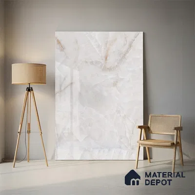 Budget Friendly Large Format Marble Floor & Wall Tile TL 09438 B Birch Onyx Glossy Finish Vitrified Tile - 9 mm | Suitable for Living Room, Bedroom, Office | Adhesive and Spacers Must be Used During Installation
