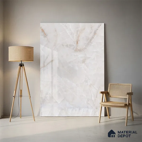 Budget Friendly Large Format Marble Floor & Wall Tile TL 09438 B Birch Onyx Glossy Finish Vitrified Tile - 9 mm | Suitable for Living Room, Bedroom, Office | Adhesive and Spacers Must be Used During Installation