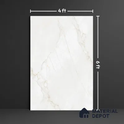 Marble Look Floor & Wall Tile TL 09448 | Glossy Finish 6 ft x 4 ft Vitrified Tile - 15 mm | Suitable For Kitchen, Bathroom, Bedroom & Office | Adhesive and Spacers Must be Used During Installation