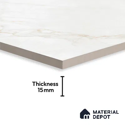 Marble Look Floor & Wall Tile TL 09448 | Glossy Finish 6 ft x 4 ft Vitrified Tile - 15 mm | Suitable For Kitchen, Bathroom, Bedroom & Office | Adhesive and Spacers Must be Used During Installation