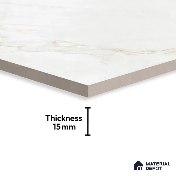 Marble Look Floor & Wall Tile TL 09448 | Glossy Finish 6 ft x 4 ft Vitrified Tile - 15 mm | Suitable For Kitchen, Bathroom, Bedroom & Office | Adhesive and Spacers Must be Used During Installation