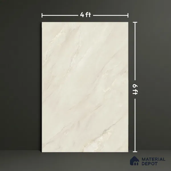 Large Format Marble Floor Tile TL 09443 Iceland Crema Glossy Finish Vitrified Tile - 15 mm | Suitable for Living Room, Bedroom, Office | Adhesive and Spacers Must be Used During Installation