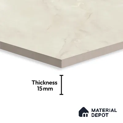 Large Format Marble Floor Tile TL 09443 Iceland Crema Glossy Finish Vitrified Tile - 15 mm | Suitable for Living Room, Bedroom, Office | Adhesive and Spacers Must be Used During Installation