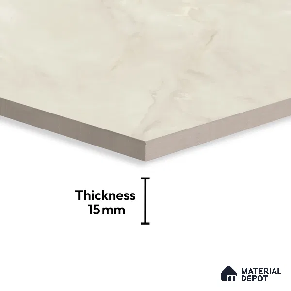 Large Format Marble Floor Tile TL 09443 Iceland Crema Glossy Finish Vitrified Tile - 15 mm | Suitable for Living Room, Bedroom, Office | Adhesive and Spacers Must be Used During Installation