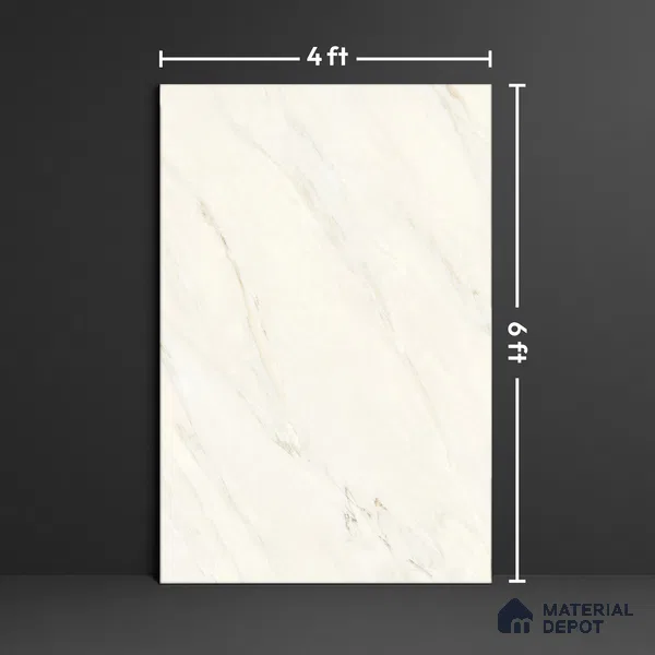 Large Format Marble Floor Tile TL 09442 Carrara Mint Glossy Finish Vitrified Tile - 15 mm | Suitable for Living Room, Bedroom, Office | Adhesive and Spacers Must be Used During Installation
